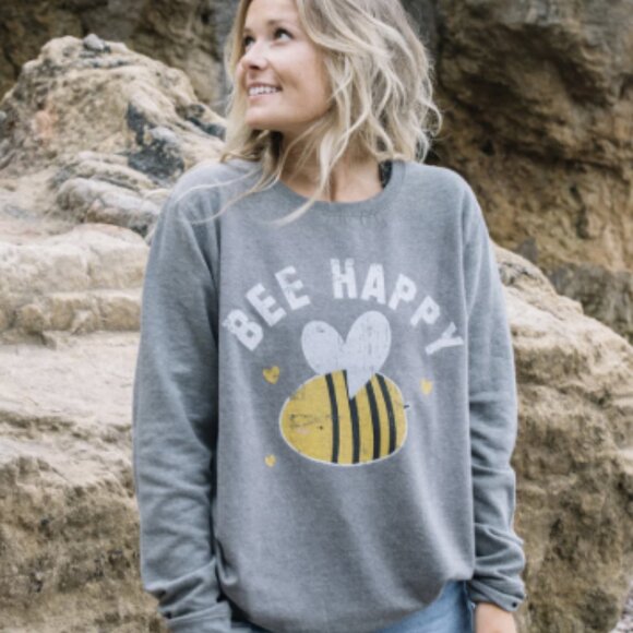 Bee Happy Graphic Crewneck Sweater - Picture 1 of 7